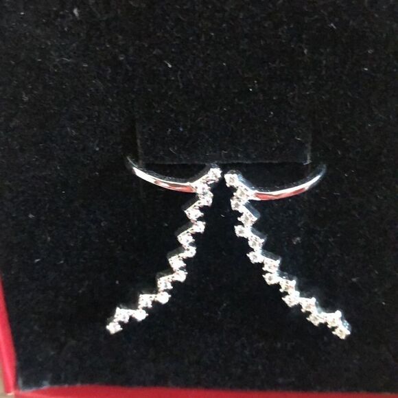 Ear-cuff earrings white rhodium plated zirconia - Picture 3 of 5